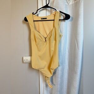 Yellow Bodysuit with Zip Detail